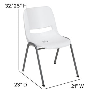 English Elm HERCULES Ergonomic Shell Stack Chair with 880 lb Capacity for Comfortable, Durable Seating Solutions White RUT-EO1-WH-GG