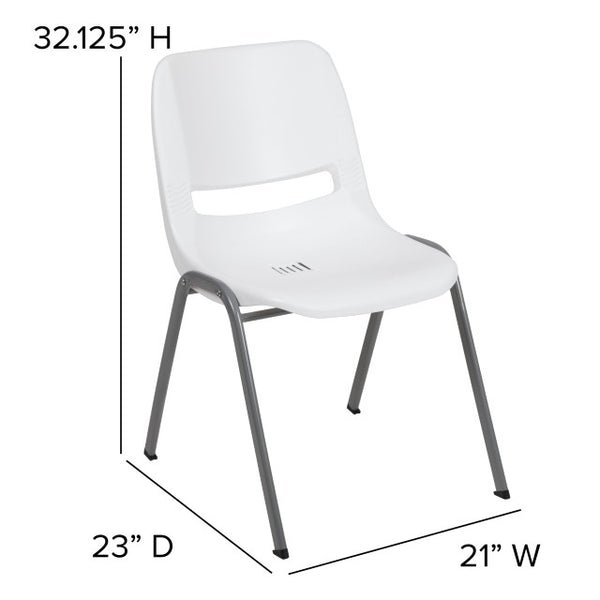 English Elm HERCULES Ergonomic Shell Stack Chair with 880 lb Capacity for Comfortable, Durable Seating Solutions White RUT-EO1-WH-GG