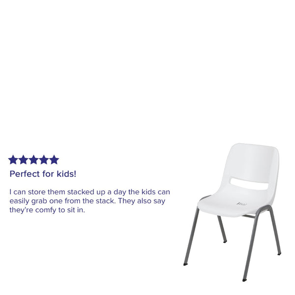 English Elm HERCULES Ergonomic Shell Stack Chair with 880 lb Capacity for Comfortable, Durable Seating Solutions White RUT-EO1-WH-GG