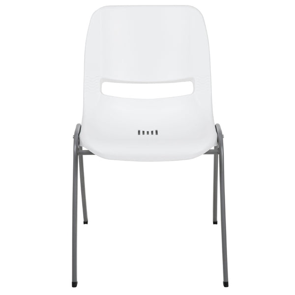 English Elm HERCULES Ergonomic Shell Stack Chair with 880 lb Capacity for Comfortable, Durable Seating Solutions White RUT-EO1-WH-GG