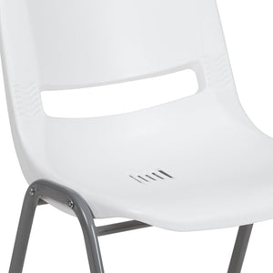English Elm HERCULES Ergonomic Shell Stack Chair with 880 lb Capacity for Comfortable, Durable Seating Solutions White RUT-EO1-WH-GG