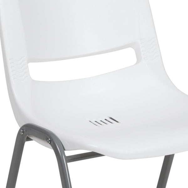 English Elm HERCULES Ergonomic Shell Stack Chair with 880 lb Capacity for Comfortable, Durable Seating Solutions White RUT-EO1-WH-GG