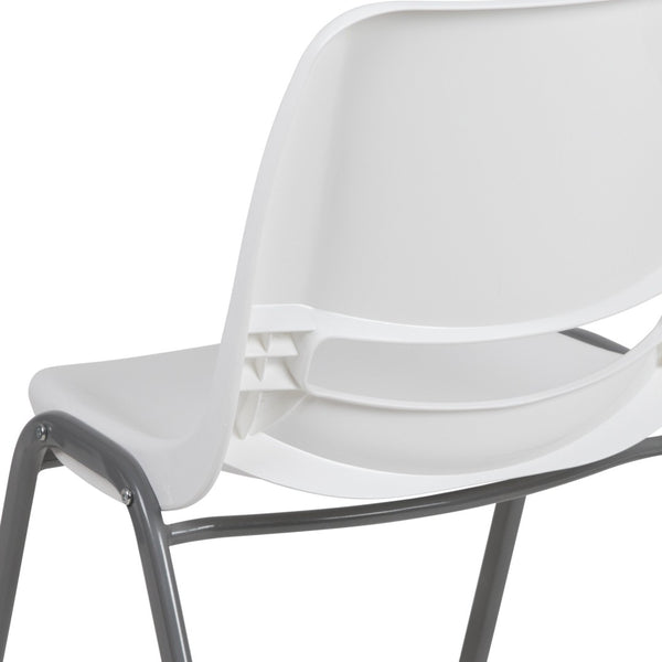 English Elm HERCULES Ergonomic Shell Stack Chair with 880 lb Capacity for Comfortable, Durable Seating Solutions White RUT-EO1-WH-GG