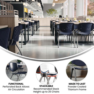 English Elm HERCULES Heavy-Duty Stack Chair for Commercial Use - Durable, Comfortable, and Space-Saving Design Navy RUT-F01A-NY-GG