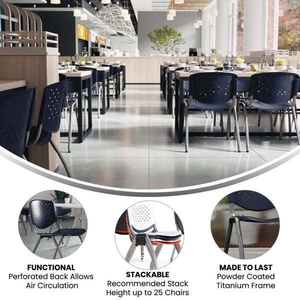 English Elm HERCULES Heavy-Duty Stack Chair for Commercial Use - Durable, Comfortable, and Space-Saving Design Navy RUT-F01A-NY-GG