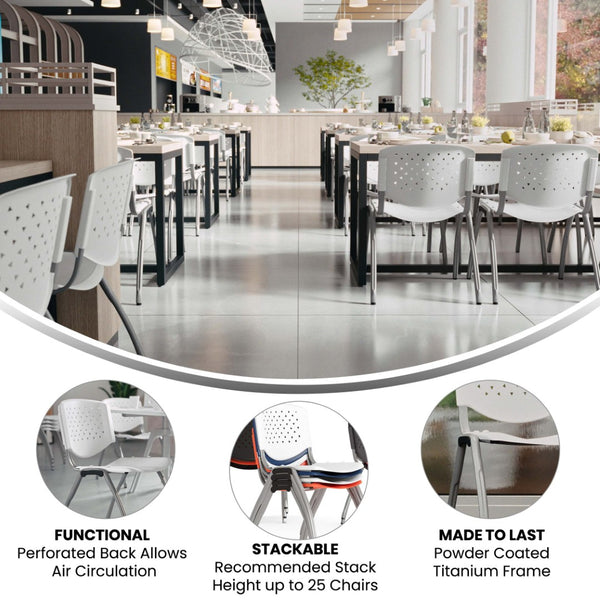 English Elm HERCULES Heavy-Duty Stack Chair for Commercial Use - Durable, Comfortable, and Space-Saving Design White RUT-F01A-WH-GG