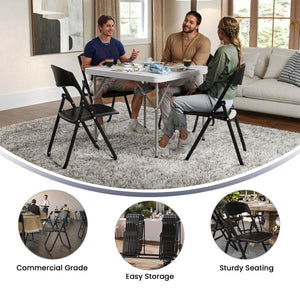 English Elm 2 Pack HERCULES Series Durable Folding Chairs for Events, High Capacity, Ergonomic Comfort & Storage Black 2-RUT-I-BLACK-GG