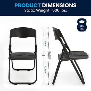 English Elm 2 Pack HERCULES Series Durable Folding Chairs for Events, High Capacity, Ergonomic Comfort & Storage Black 2-RUT-I-BLACK-GG