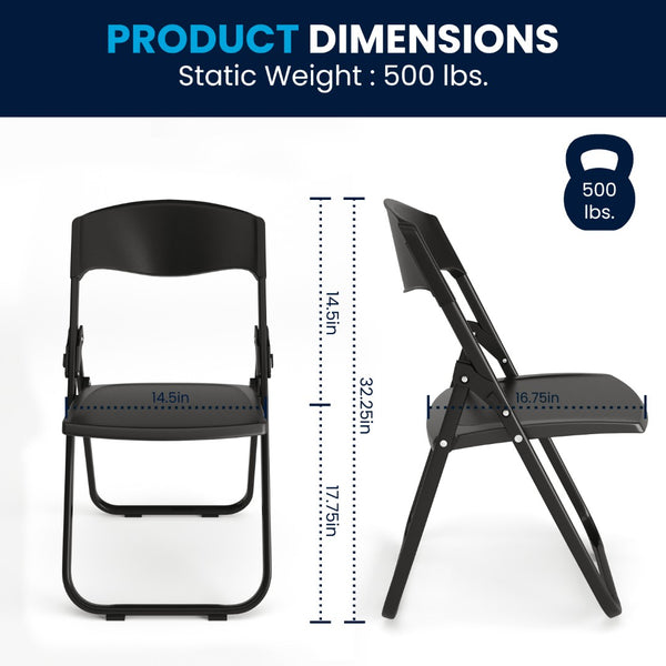 English Elm 2 Pack HERCULES Series Durable Folding Chairs for Events, High Capacity, Ergonomic Comfort & Storage Black 2-RUT-I-BLACK-GG