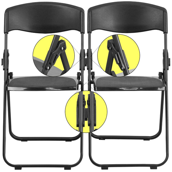 English Elm 2 Pack HERCULES Series Durable Folding Chairs for Events, High Capacity, Ergonomic Comfort & Storage Black 2-RUT-I-BLACK-GG
