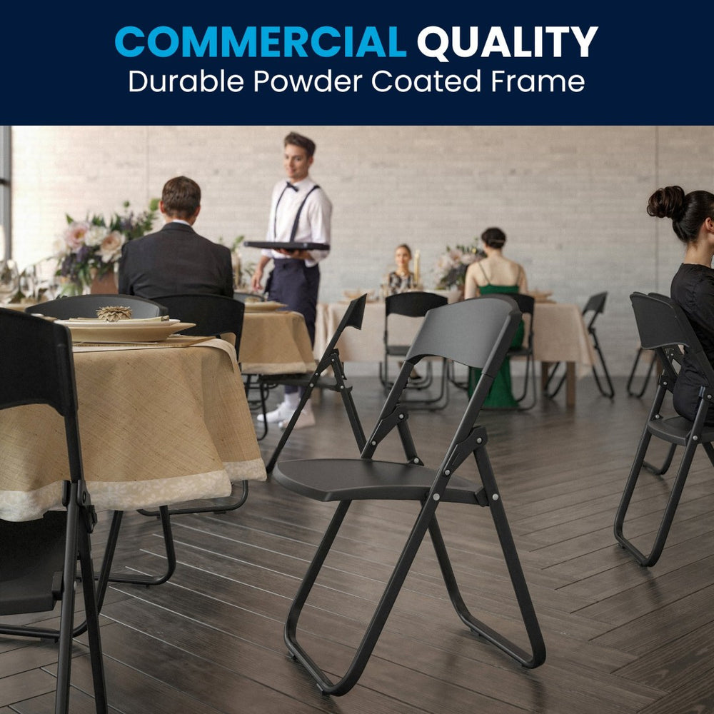 English Elm 2 Pack HERCULES Series Durable Folding Chairs for Events, High Capacity, Ergonomic Comfort & Storage Black 2-RUT-I-BLACK-GG