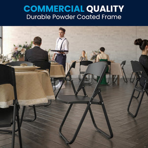 English Elm 2 Pack HERCULES Series Durable Folding Chairs for Events, High Capacity, Ergonomic Comfort & Storage Black 2-RUT-I-BLACK-GG