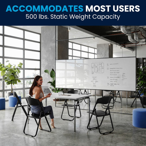 English Elm 2 Pack HERCULES Series Durable Folding Chairs for Events, High Capacity, Ergonomic Comfort & Storage Black 2-RUT-I-BLACK-GG