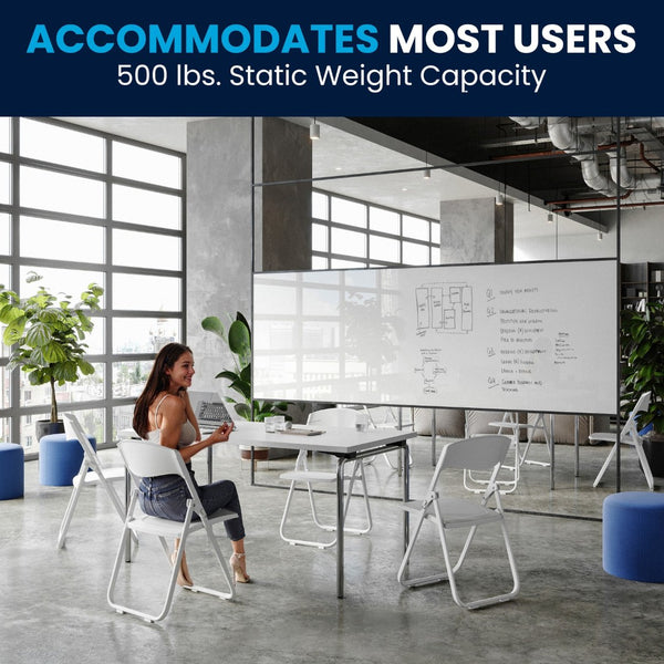 English Elm 2 Pack HERCULES Series Durable Folding Chairs for Events, High Capacity, Ergonomic Comfort & Storage White 2-RUT-I-WHITE-GG