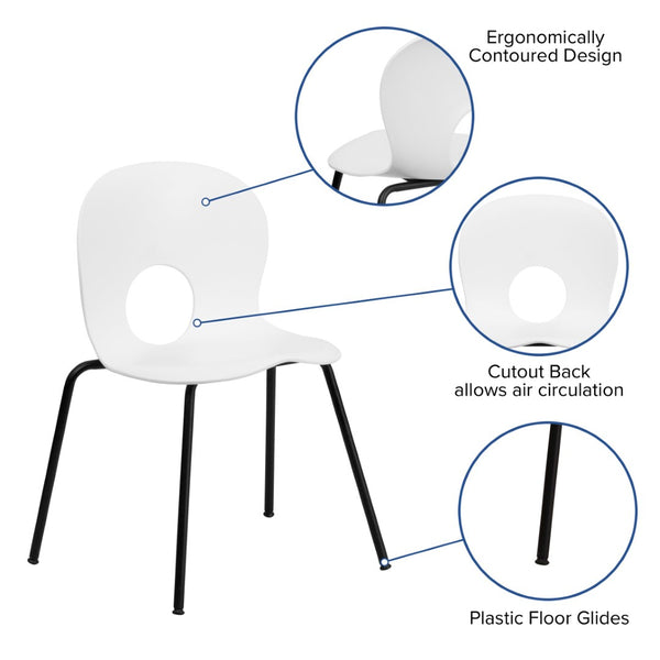 English Elm HERCULES 770 lb. Capacity Designer Stack Chair - Ergonomic, Durable Seating for Any Space White RUT-NC258-WHITE-GG