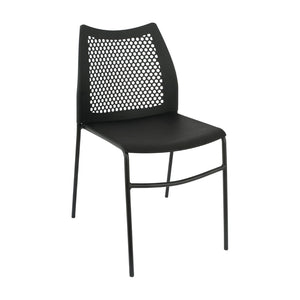 English Elm HERCULES Stack Chair with Air-Vent Back and Ergonomic Design for Comfortable, Durable Seating Solutions Black Plastic/Black Frame RUT-NC498-BK-GG