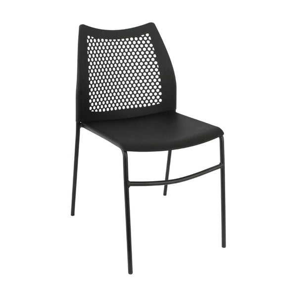 English Elm HERCULES Stack Chair with Air-Vent Back and Ergonomic Design for Comfortable, Durable Seating Solutions Black Plastic/Black Frame RUT-NC498-BK-GG