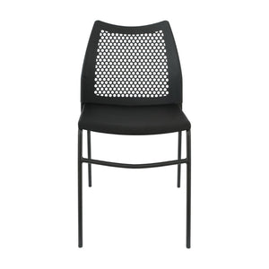English Elm HERCULES Stack Chair with Air-Vent Back and Ergonomic Design for Comfortable, Durable Seating Solutions Black Plastic/Black Frame RUT-NC498-BK-GG