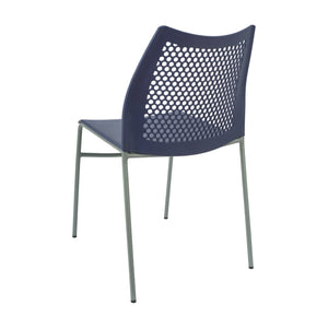 English Elm HERCULES Stack Chair with Air-Vent Back and Ergonomic Design for Comfortable, Durable Seating Solutions Navy Plastic/Gray Frame RUT-NC498-NV-GG