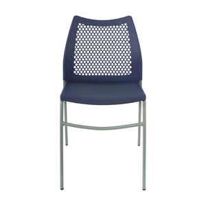 English Elm HERCULES Stack Chair with Air-Vent Back and Ergonomic Design for Comfortable, Durable Seating Solutions Navy Plastic/Gray Frame RUT-NC498-NV-GG