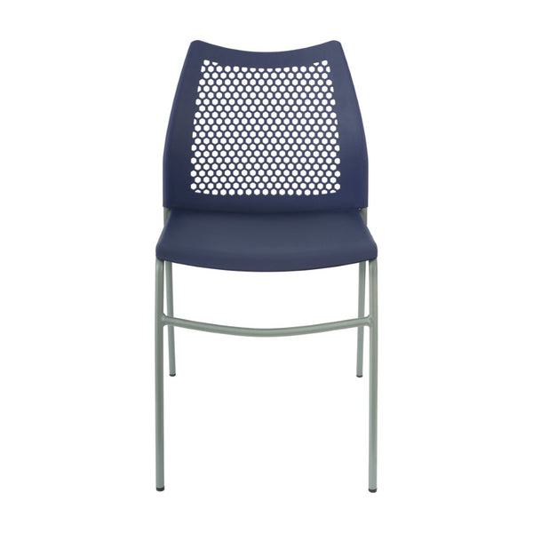English Elm HERCULES Stack Chair with Air-Vent Back and Ergonomic Design for Comfortable, Durable Seating Solutions Navy Plastic/Gray Frame RUT-NC498-NV-GG