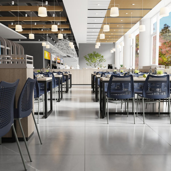 English Elm HERCULES Stack Chair with Air-Vent Back and Ergonomic Design for Comfortable, Durable Seating Solutions Navy Plastic/Gray Frame RUT-NC498-NV-GG