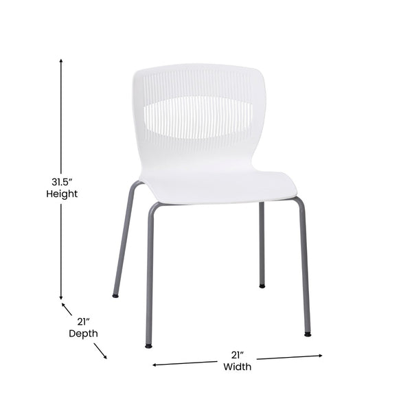 English Elm HERCULES Ergonomic Stack Chair with 770 lb Capacity, Durable Steel Frame, Ideal for High-Traffic Spaces White RUT-NC618-WH-GG