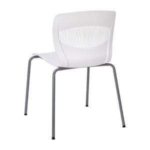 English Elm HERCULES Ergonomic Stack Chair with 770 lb Capacity, Durable Steel Frame, Ideal for High-Traffic Spaces White RUT-NC618-WH-GG