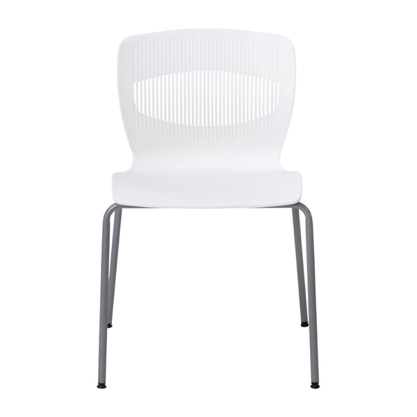English Elm HERCULES Ergonomic Stack Chair with 770 lb Capacity, Durable Steel Frame, Ideal for High-Traffic Spaces White RUT-NC618-WH-GG