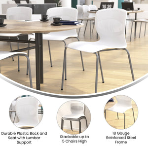 English Elm HERCULES Ergonomic Stack Chair with 770 lb Capacity, Durable Steel Frame, Ideal for High-Traffic Spaces White RUT-NC618-WH-GG
