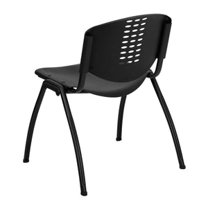 English Elm HERCULES 880 lb. Capacity Stack Chair - Durable Black Plastic with Ergonomic Comfort & Space-Saving Design RUT-NF01A-BK-GG