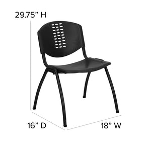 English Elm HERCULES 880 lb. Capacity Stack Chair - Durable Black Plastic with Ergonomic Comfort & Space-Saving Design RUT-NF01A-BK-GG