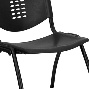 English Elm HERCULES 880 lb. Capacity Stack Chair - Durable Black Plastic with Ergonomic Comfort & Space-Saving Design RUT-NF01A-BK-GG