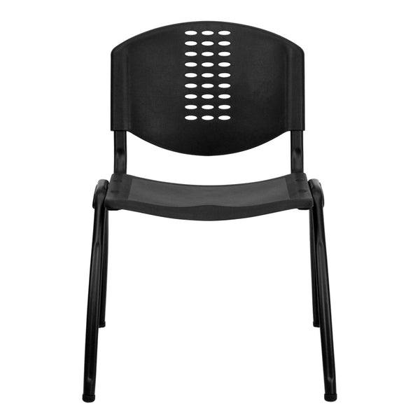 English Elm HERCULES 880 lb. Capacity Stack Chair - Durable Black Plastic with Ergonomic Comfort & Space-Saving Design RUT-NF01A-BK-GG