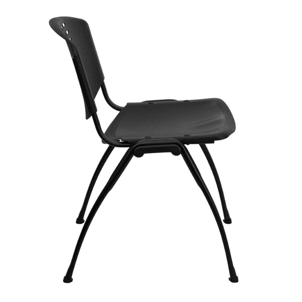 English Elm HERCULES 880 lb. Capacity Stack Chair - Durable Black Plastic with Ergonomic Comfort & Space-Saving Design RUT-NF01A-BK-GG