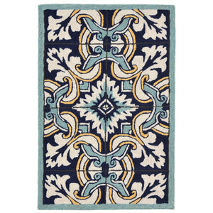 Trans Ocean Liora Manne Ravella Floral Tile Indoor/Outdoor Area Rug - Vibrant Geometric Design For All Spaces Blue Polypropylene,Acrylic Rvl23225333
