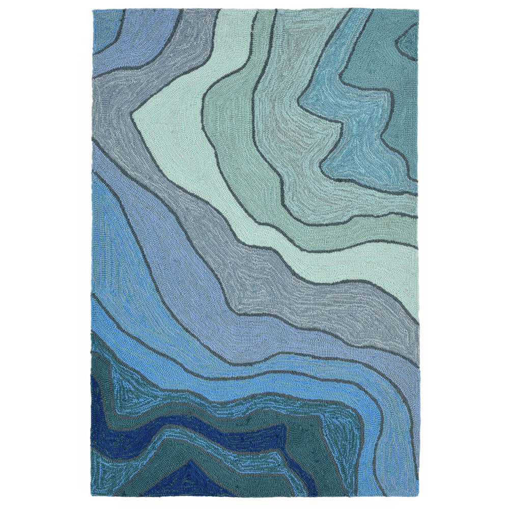 Trans Ocean Liora Manne Ravella Mykonos Indoor/Outdoor Area Rug - Coastal Contemporary Design For Any Space Blue Polypropylene,Acrylic Rvl23226703