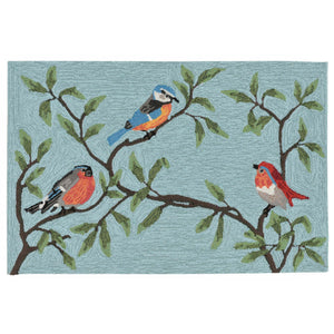 Trans Ocean Liora Manne Ravella Birds On Branches Indoor/Outdoor Area Rug - Whimsical Garden Decor Piece Blue Polypropylene,Acrylic Rvl23227004