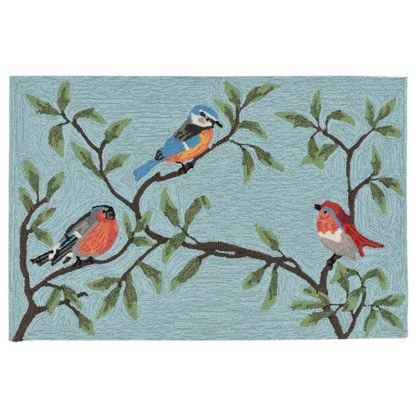 Trans Ocean Liora Manne Ravella Birds On Branches Indoor/Outdoor Area Rug - Whimsical Garden Decor Piece Blue Polypropylene,Acrylic Rvl23227004