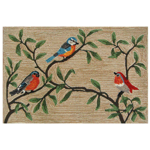 Trans Ocean Liora Manne Ravella Birds On Branches Indoor/Outdoor Area Rug - Whimsical Garden Decor Piece Natural Polypropylene,Acrylic Rvl23227012