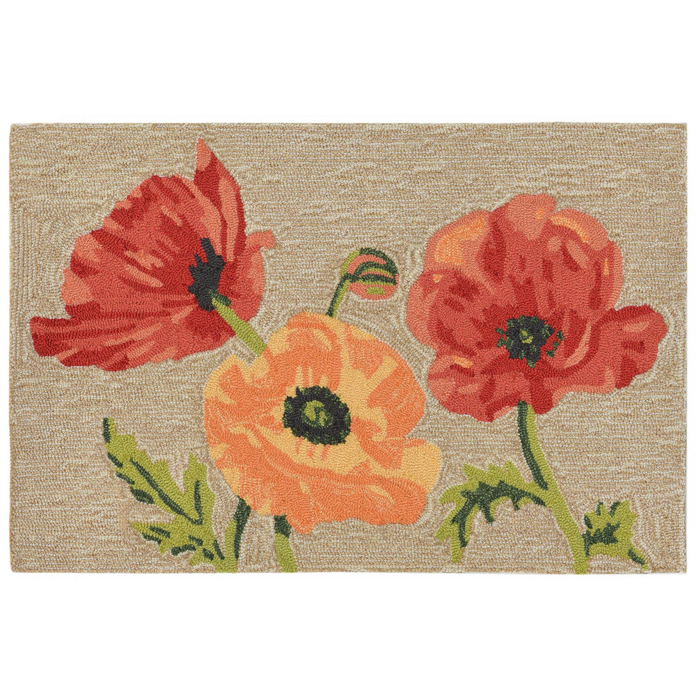 Trans Ocean Liora Manne Ravella Icelandic Poppies Area Rug - Stunning Botanical Design For Indoor/Outdoor Spaces Natural Polypropylene,Acrylic Rvl23227212