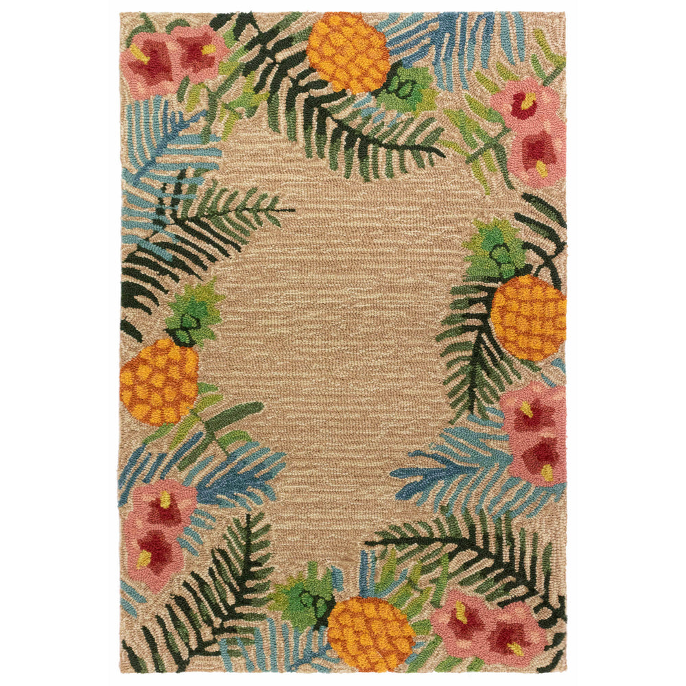 Trans Ocean Liora Manne Ravella Tropical Botanical Area Rug - Hand-tufted, Durable Design For Indoor & Outdoor Spaces Natural Polypropylene,Acrylic Rvl23228012
