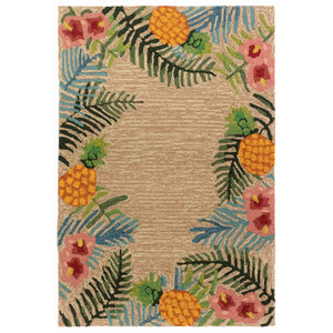Trans Ocean Liora Manne Ravella Tropical Botanical Area Rug - Hand-tufted, Durable Design For Indoor & Outdoor Spaces Natural Polypropylene,Acrylic Rvl23228012