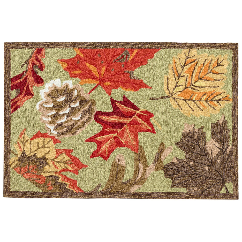 Trans Ocean Liora Manne Ravella Falling Leaves Vibrant Indoor/Outdoor Area Rug For Stylish Home Decor Green Polypropylene,Acrylic Rvl23230416