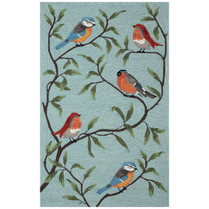Trans Ocean Liora Manne Ravella Birds On Branches Indoor/Outdoor Area Rug - Whimsical Garden Decor Piece Blue Polypropylene,Acrylic Rvl46227004