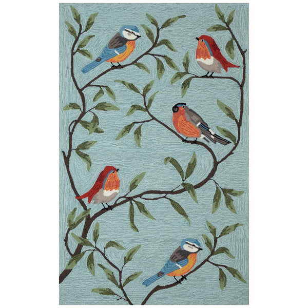 Trans Ocean Liora Manne Ravella Birds On Branches Indoor/Outdoor Area Rug - Whimsical Garden Decor Piece Blue Polypropylene,Acrylic Rvl46227004