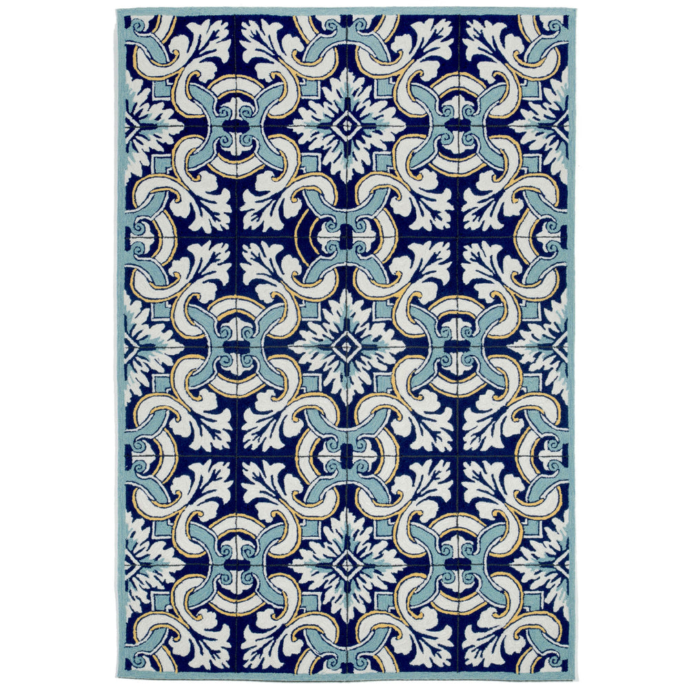 Trans Ocean Liora Manne Ravella Floral Tile Indoor/Outdoor Area Rug - Vibrant Geometric Design For All Spaces Blue Polypropylene,Acrylic Rvl46225333