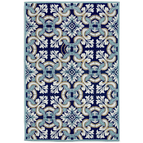 Trans Ocean Liora Manne Ravella Floral Tile Indoor/Outdoor Area Rug - Vibrant Geometric Design For All Spaces Blue Polypropylene,Acrylic Rvl46225333