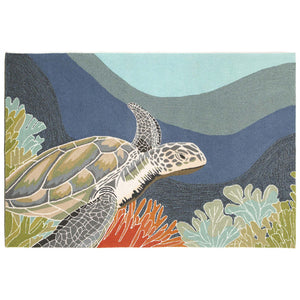 Trans Ocean Liora Manne Ravella Akumal Indoor/Outdoor Area Rug - Coastal Turtle Design For Vibrant Spaces Blue Polypropylene,Acrylic Rvl46225704