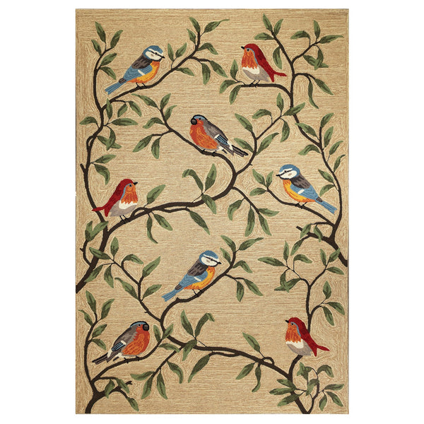 Trans Ocean Liora Manne Ravella Birds On Branches Indoor/Outdoor Area Rug - Whimsical Garden Decor Piece Natural Polypropylene,Acrylic Rvl46227012
